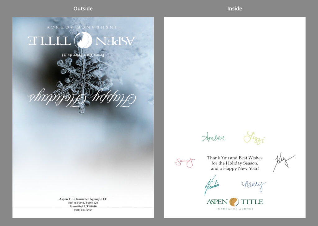 Print file example of the Aspen Title Holiday Card.